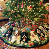 Noël Accogliente del Bernedoodle Copri Base per Albero di Natale Trapuntato