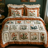Set di Biancheria da Letto Trapuntata 3 Pezzi Fiori Accoglienti