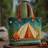 Accoglienti Atmosfere da Campeggio Borsa Tote Trapuntata