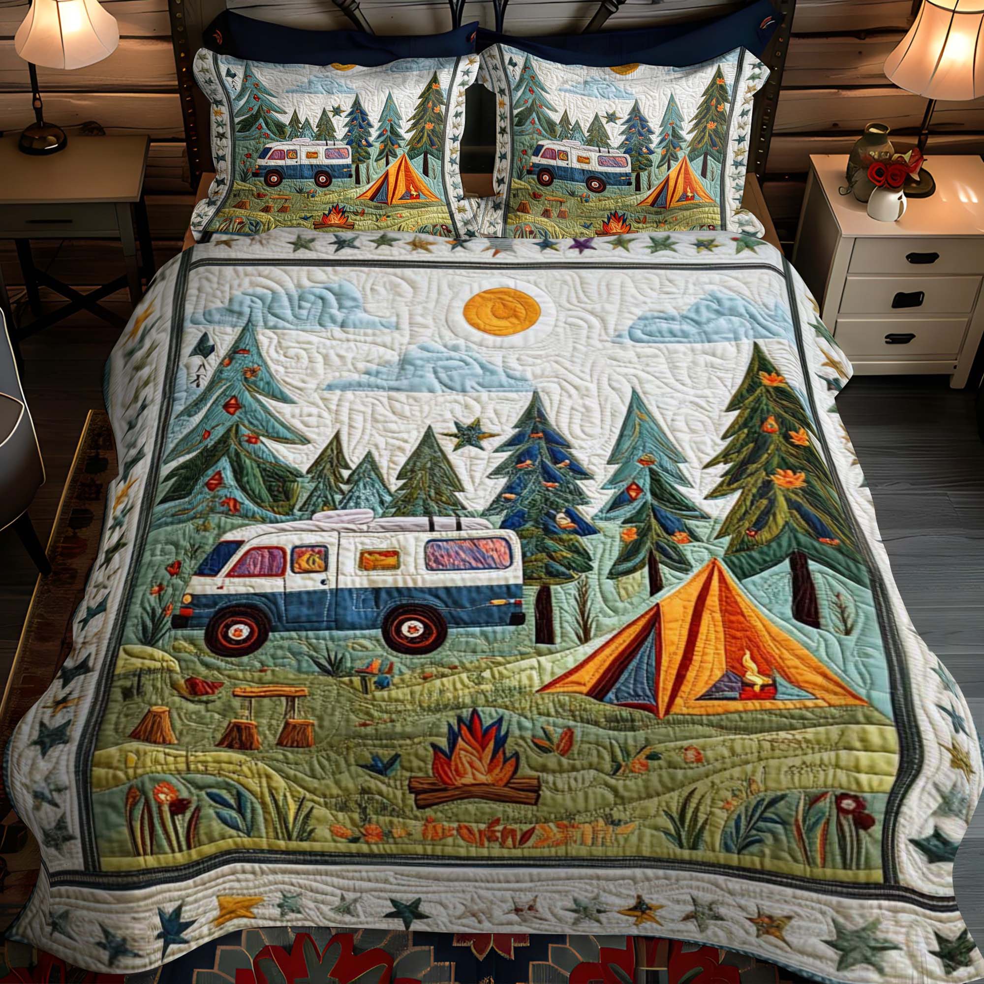 Set di Biancheria da Letto Trapuntata 3 Pezzi Accogliente Campout