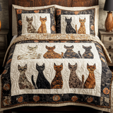 Set di Biancheria da Letto Trapuntata 3 Pezzi Gatti Accoglienti