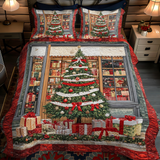 Set di Biancheria da Letto Trapuntata 3 Pezzi Vigilia Accogliente del Natale