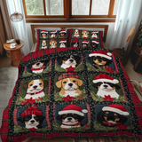 Set di Biancheria da Letto Trapuntata 3 Pezzi Cuccioli Accoglienti del Natale