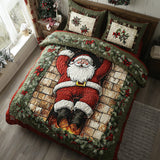 Set di Biancheria da Letto Trapuntata 3 Pezzi Babbo Natale Accogliente