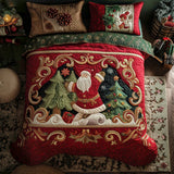 Set di Biancheria da Letto Trapuntata 3 Pezzi Babbo Natale Accogliente
