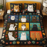 Set di Biancheria da Letto Trapuntata 3 Pezzi Gattino Accogliente