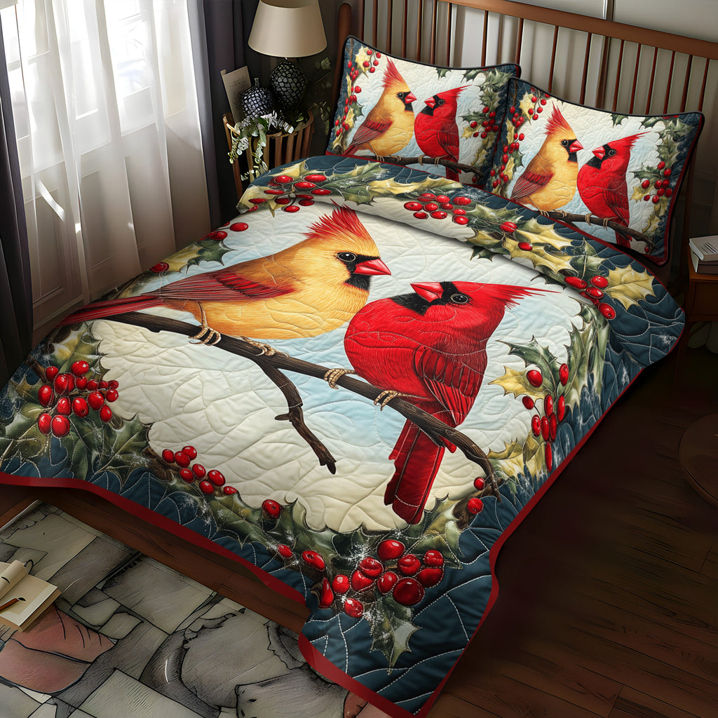 Set di Biancheria da Letto Trapuntata 3 Pezzi Cardinali Accoglienti dell'Inverno