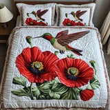 Set di Biancheria da Letto Trapuntata 3 Pezzi Cremisi Fioritura