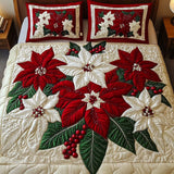 Set di Biancheria da Letto Trapuntata 3 Pezzi Cremisi Fioriture