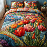 Set di Biancheria da Letto Trapuntata 3 Pezzi Cremisi Buds