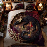 Set di Biancheria da Letto Trapuntata 3 Pezzi Drago Cremisi di Chamber