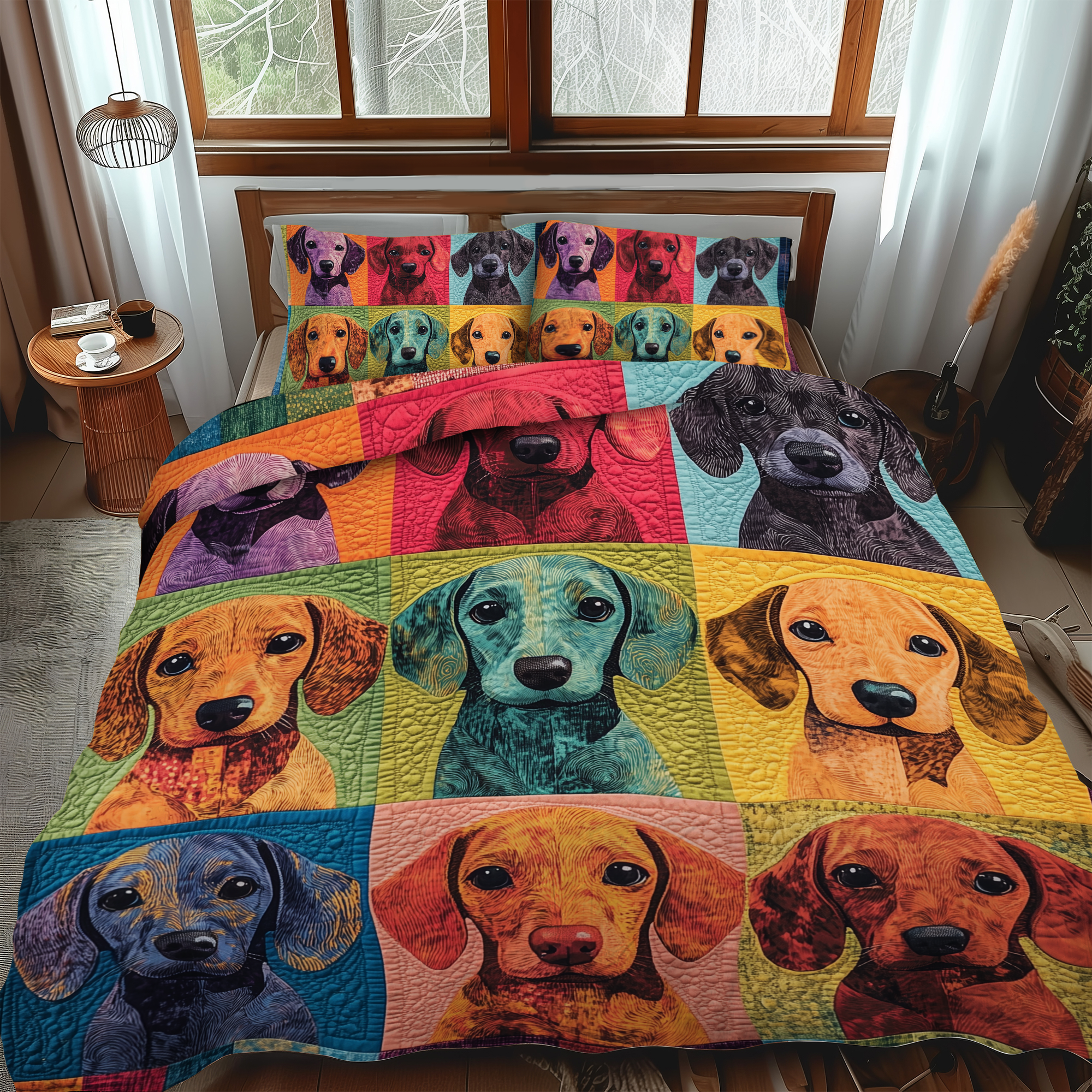 Set di Biancheria da Letto Trapuntata 3 Pezzi Bassotto Coccoloso