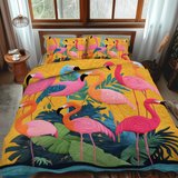 Set di Biancheria da Letto Trapuntata 3 Pezzi Fenicottero Coccoloso