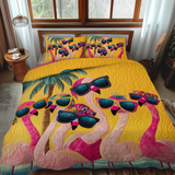 Set di Biancheria da Letto Trapuntata 3 Pezzi Fenicottero Coccoloso