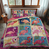 Set di Biancheria da Letto Trapuntata 3 Pezzi Fenicottero Coccoloso