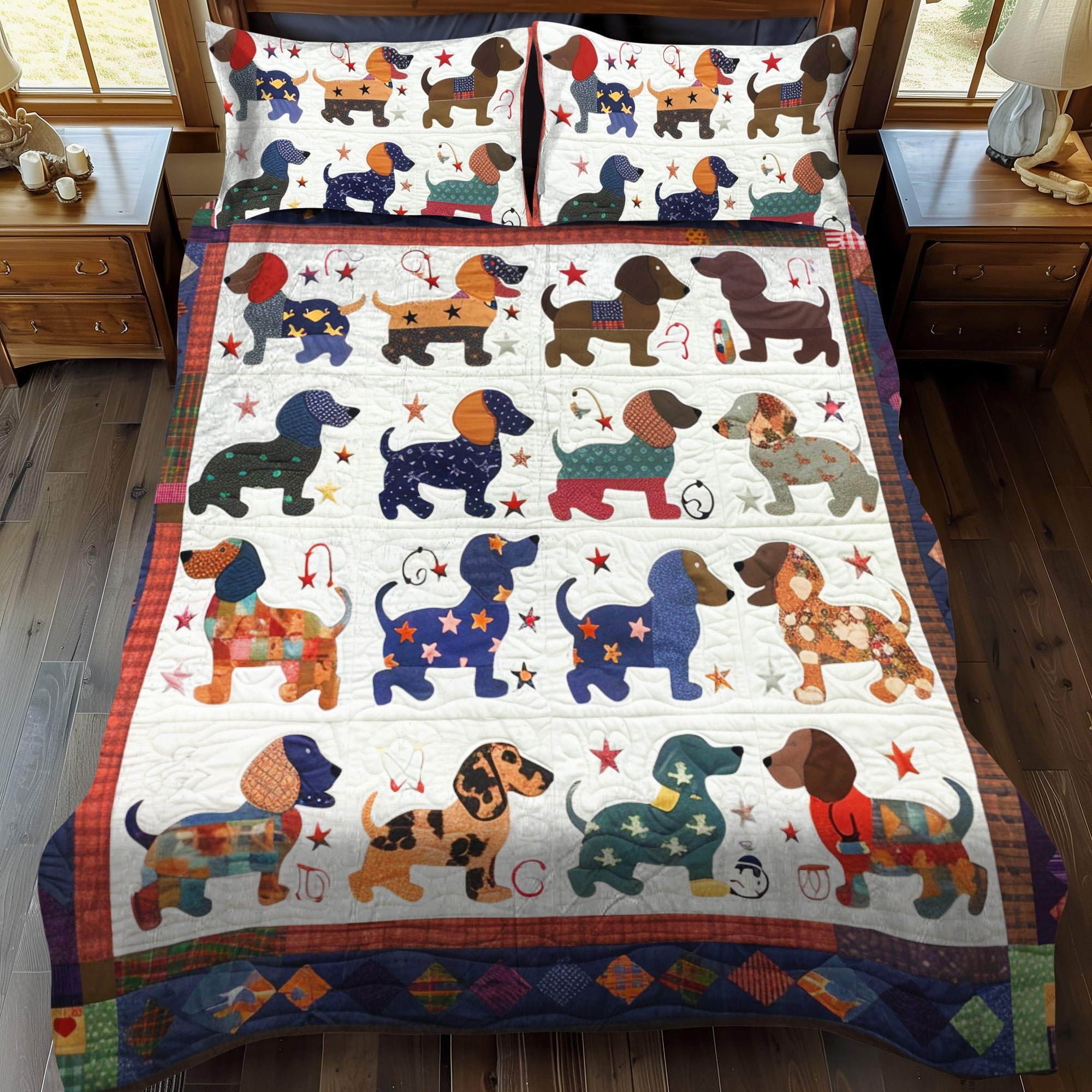 Set di Biancheria da Letto Trapuntata 3 Pezzi Sogni del Bassotto