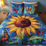 Set di Biancheria da Letto Trapuntata 3 Pezzi Girasoli Danzanti