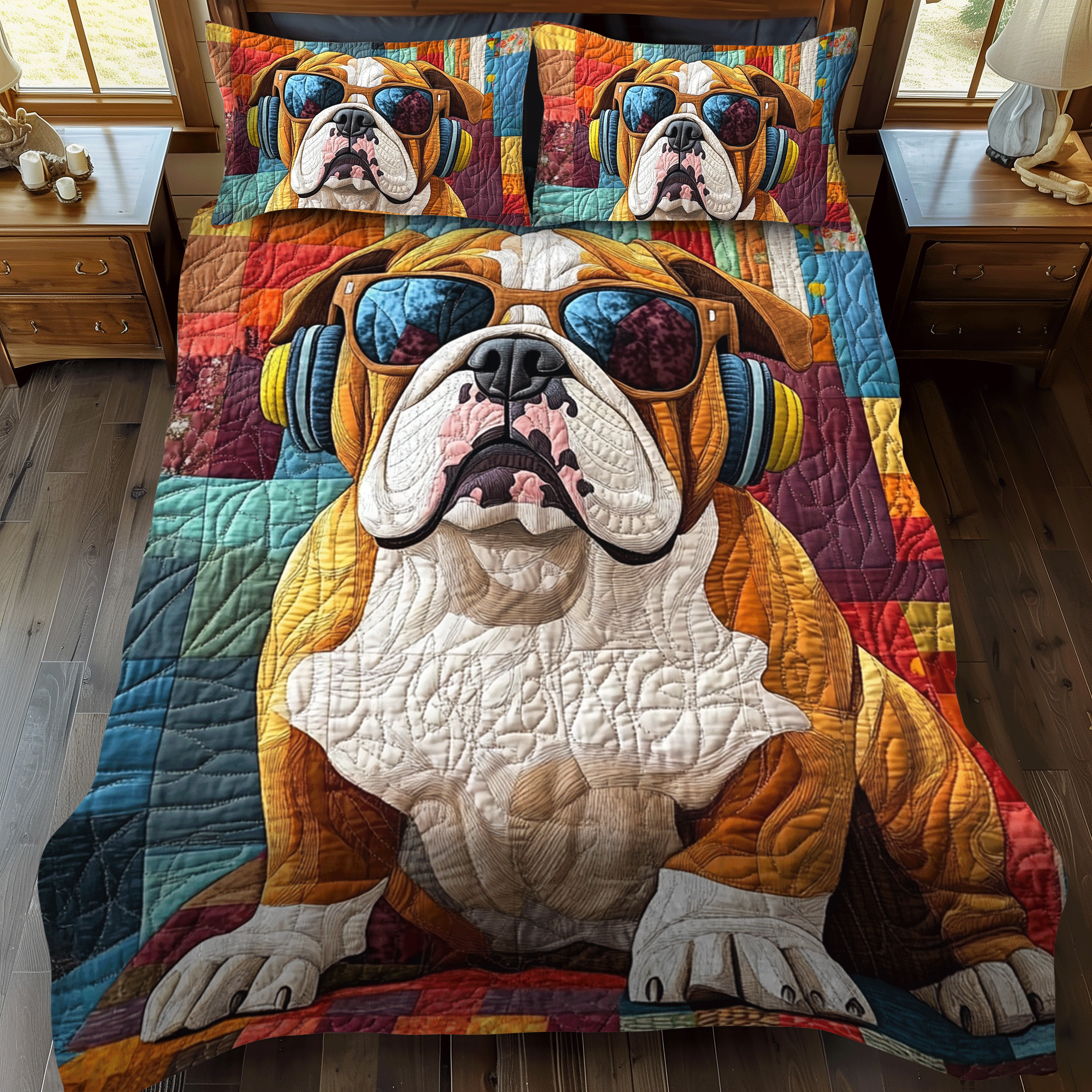 Set di Biancheria da Letto Trapuntata 3 Pezzi Bulldog di Dapper
