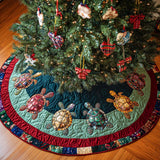 Blu Profondo Copri Base per Albero di Natale Trapuntato