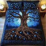 Set di Biancheria da Letto Trapuntata 3 Pezzi Albero Profondo Blu Radicato