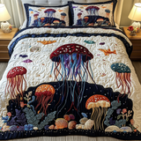 Set di Biancheria da Letto Trapuntata 3 Pezzi Deriva Profonda del Mare
