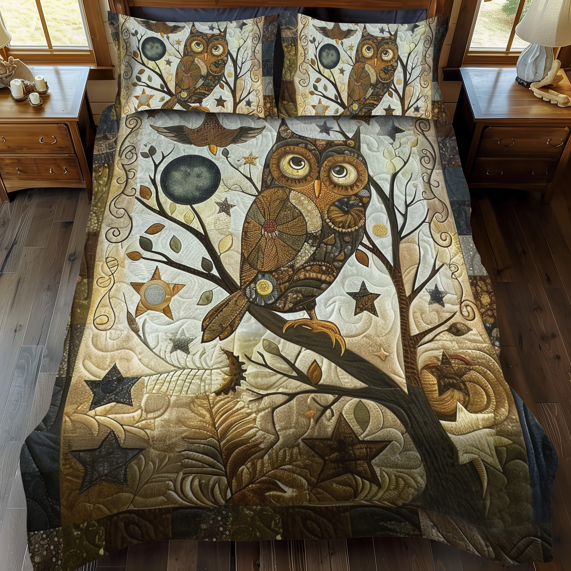 Set di Biancheria da Letto Trapuntata 3 Pezzi Gufo di Delightful