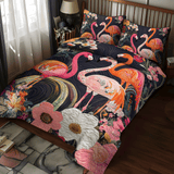 Set di Biancheria da Letto Trapuntata 3 Pezzi Fenicottero Allegro di Delightful