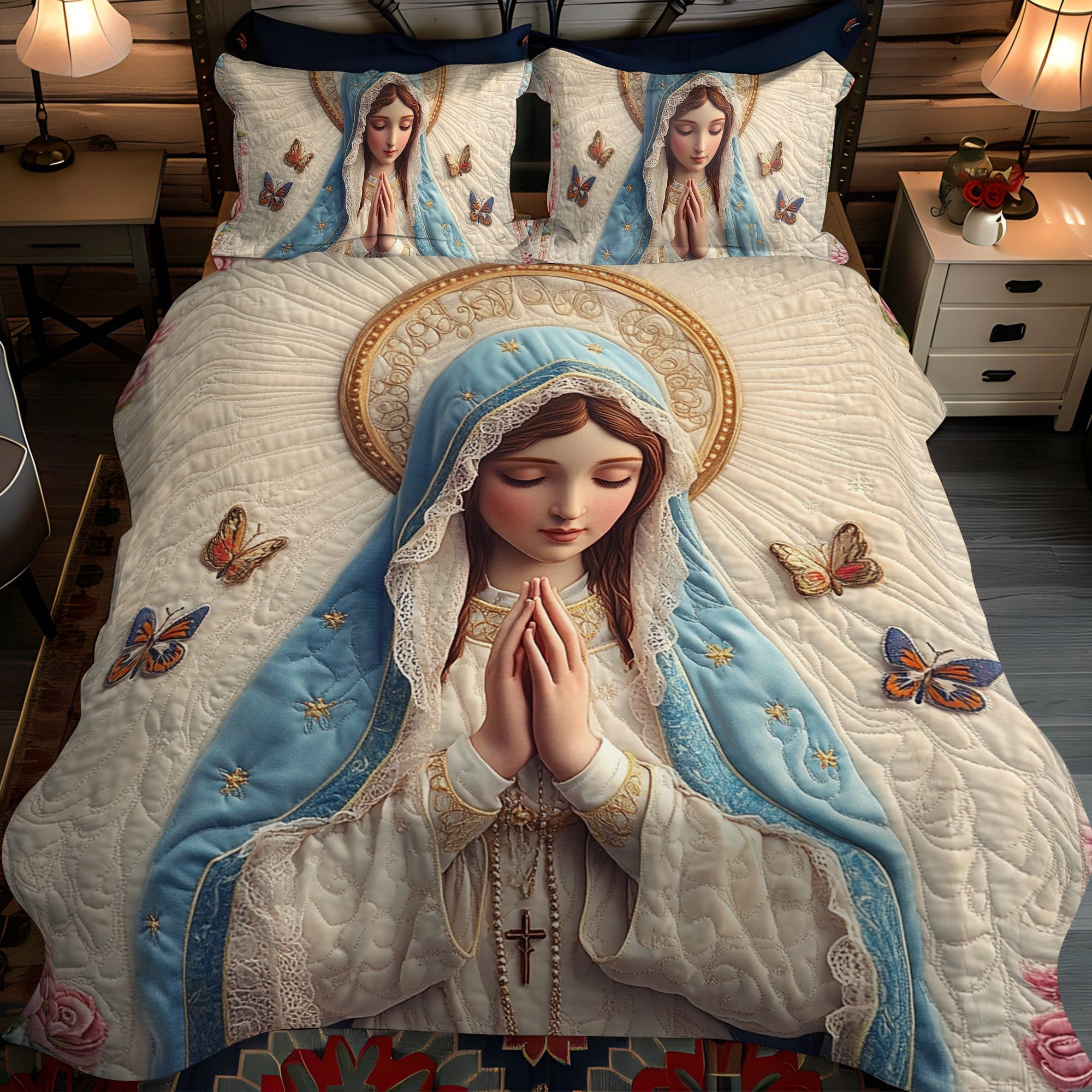 Set di Biancheria da Letto Trapuntata 3 Pezzi Grazia Divina