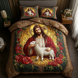 Set di Biancheria da Letto Trapuntata 3 Pezzi Luce Divina