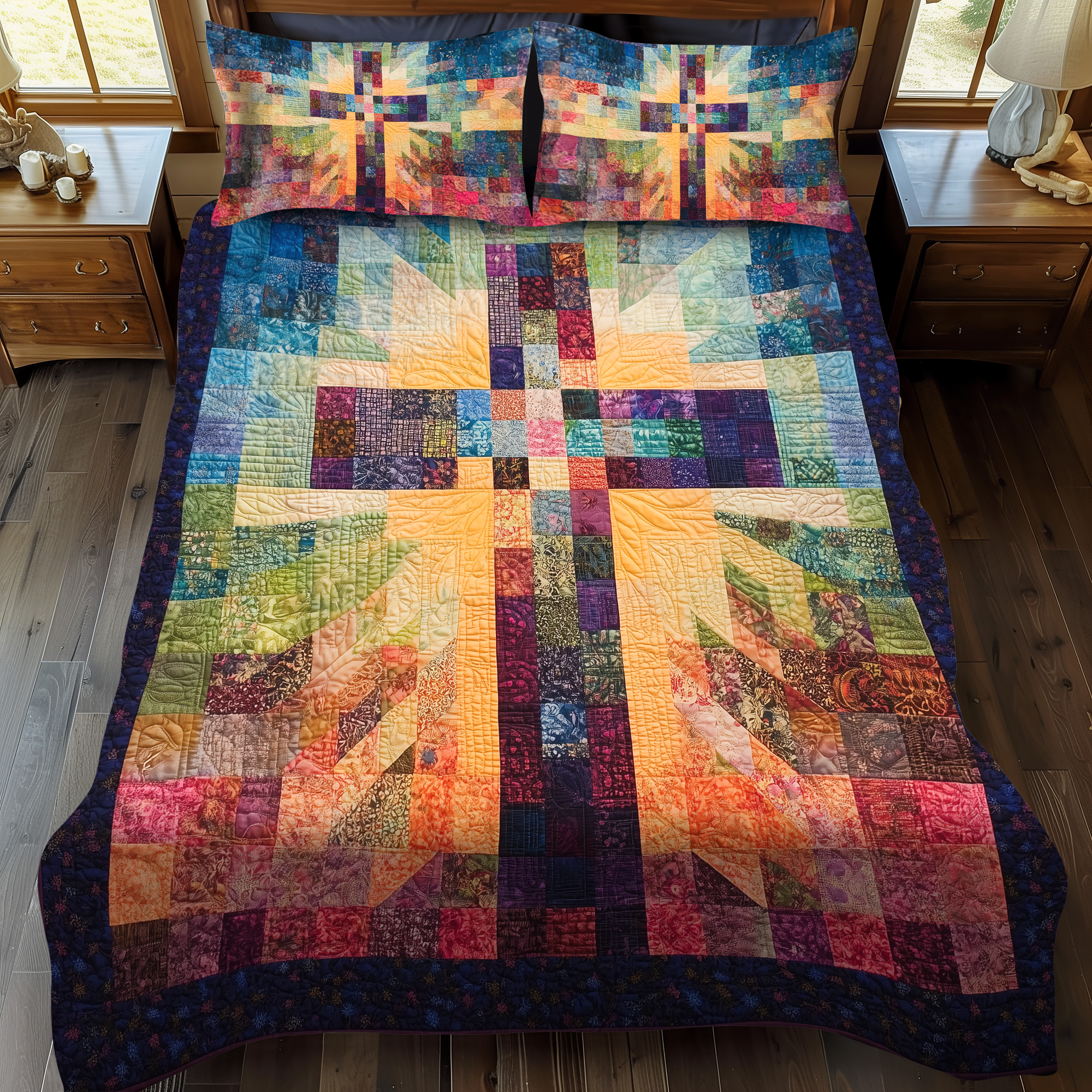 Set di Biancheria da Letto Trapuntata 3 Pezzi Sentiero Divino