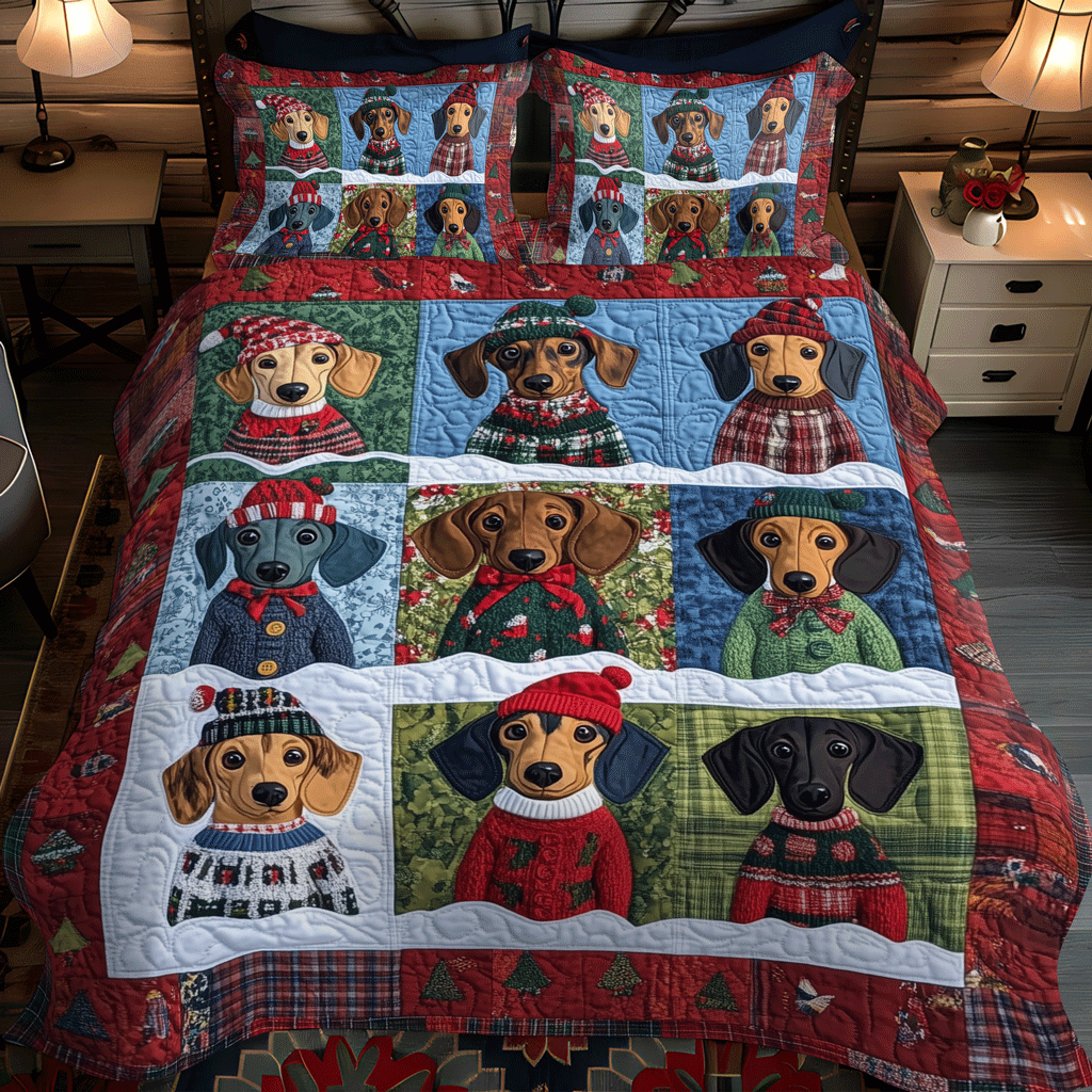 Set di Biancheria da Letto Trapuntata 3 Pezzi Doxie Darlings