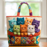 Angolo Sognante del Gatto Borsa Tote Trapuntata