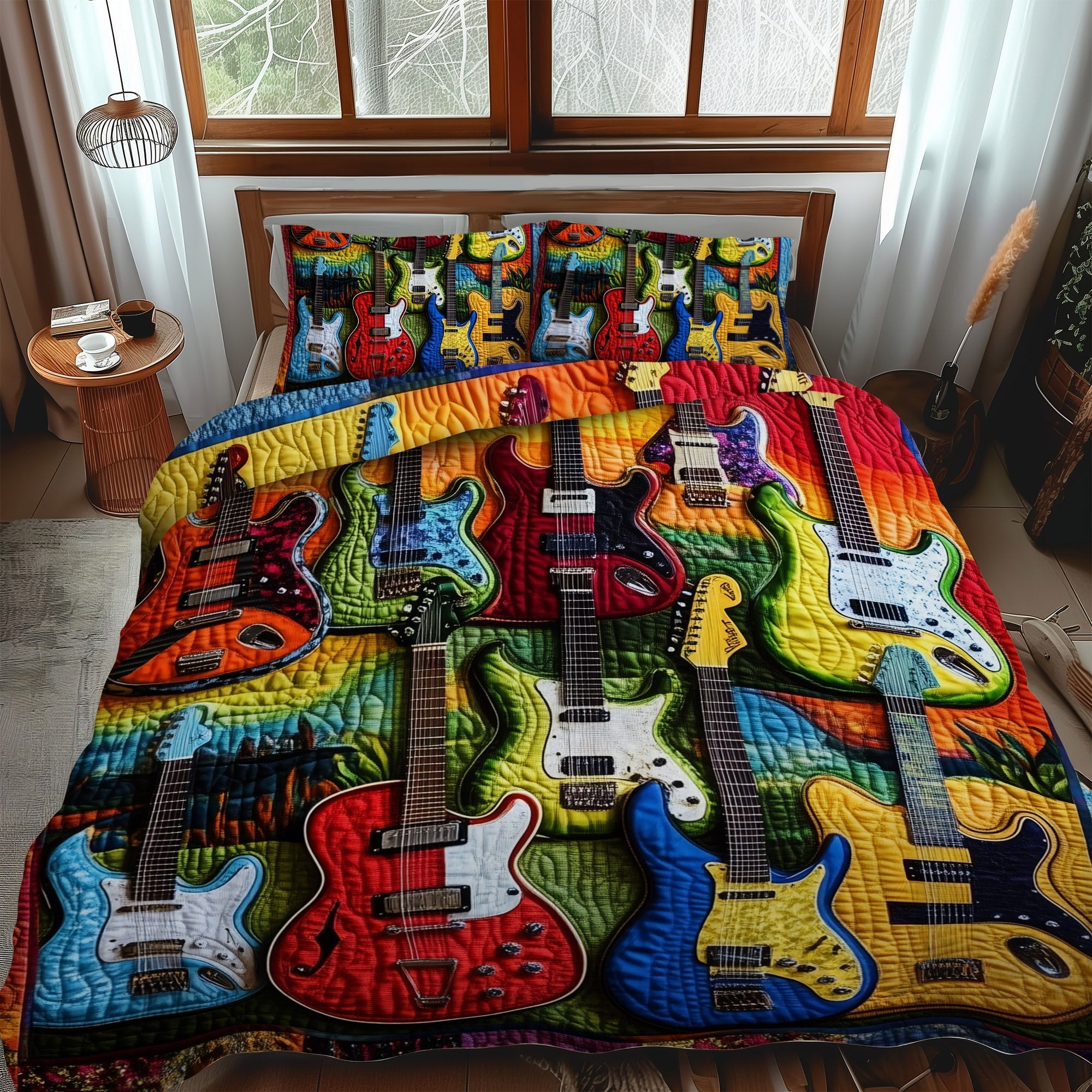 Set di Biancheria da Letto Trapuntata 3 Pezzi Electric Rhythm