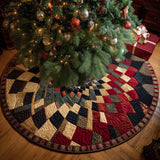 Patchwork Elegante Copri Base per Albero di Natale Trapuntato