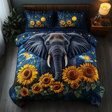 Set di Biancheria da Letto Trapuntata 3 Pezzi Elefante
