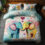 Set di Biancheria da Letto Trapuntata 3 Pezzi Abbraccio dell'Elefante