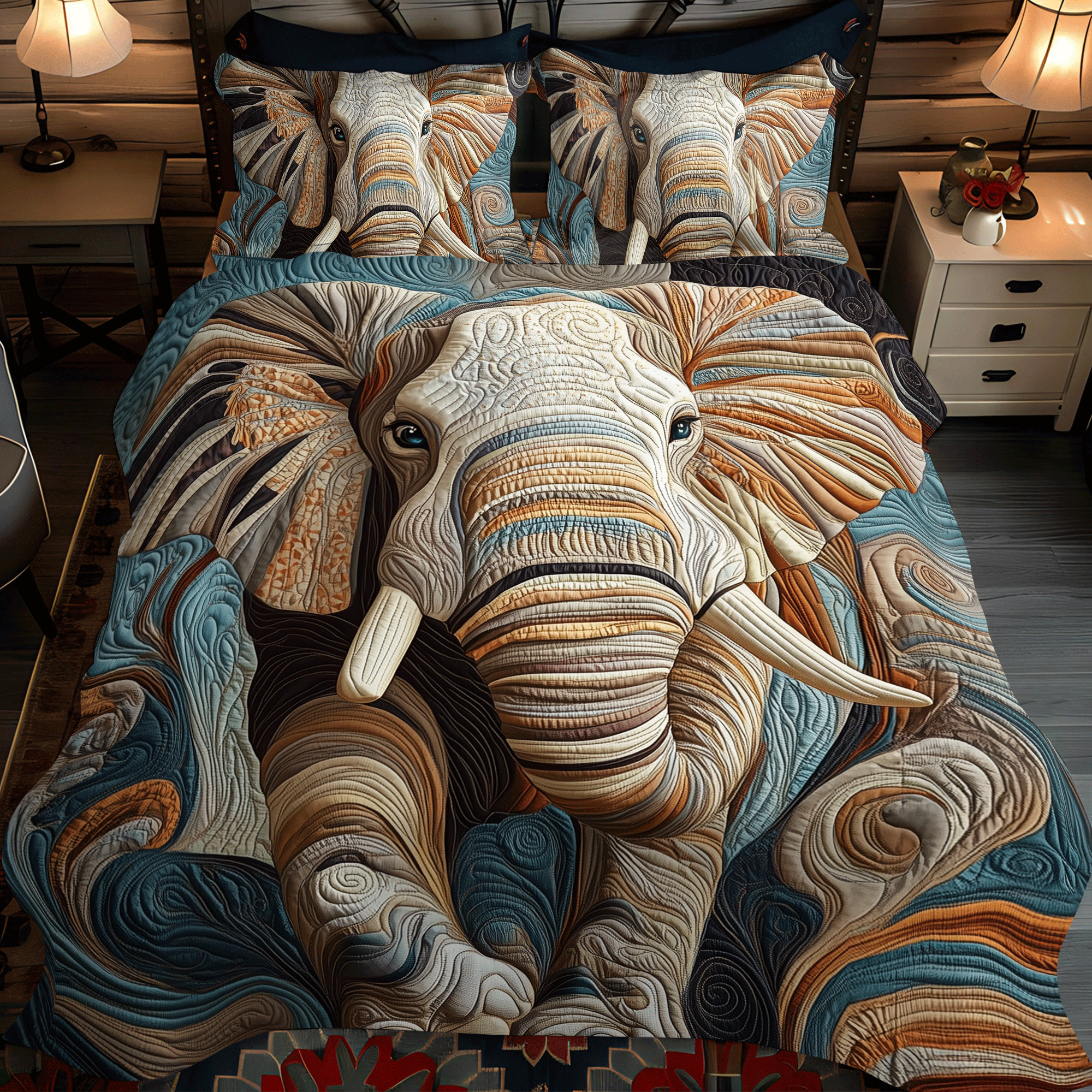 Set di Biancheria da Letto Trapuntata 3 Pezzi Grazia dell'Elefante
