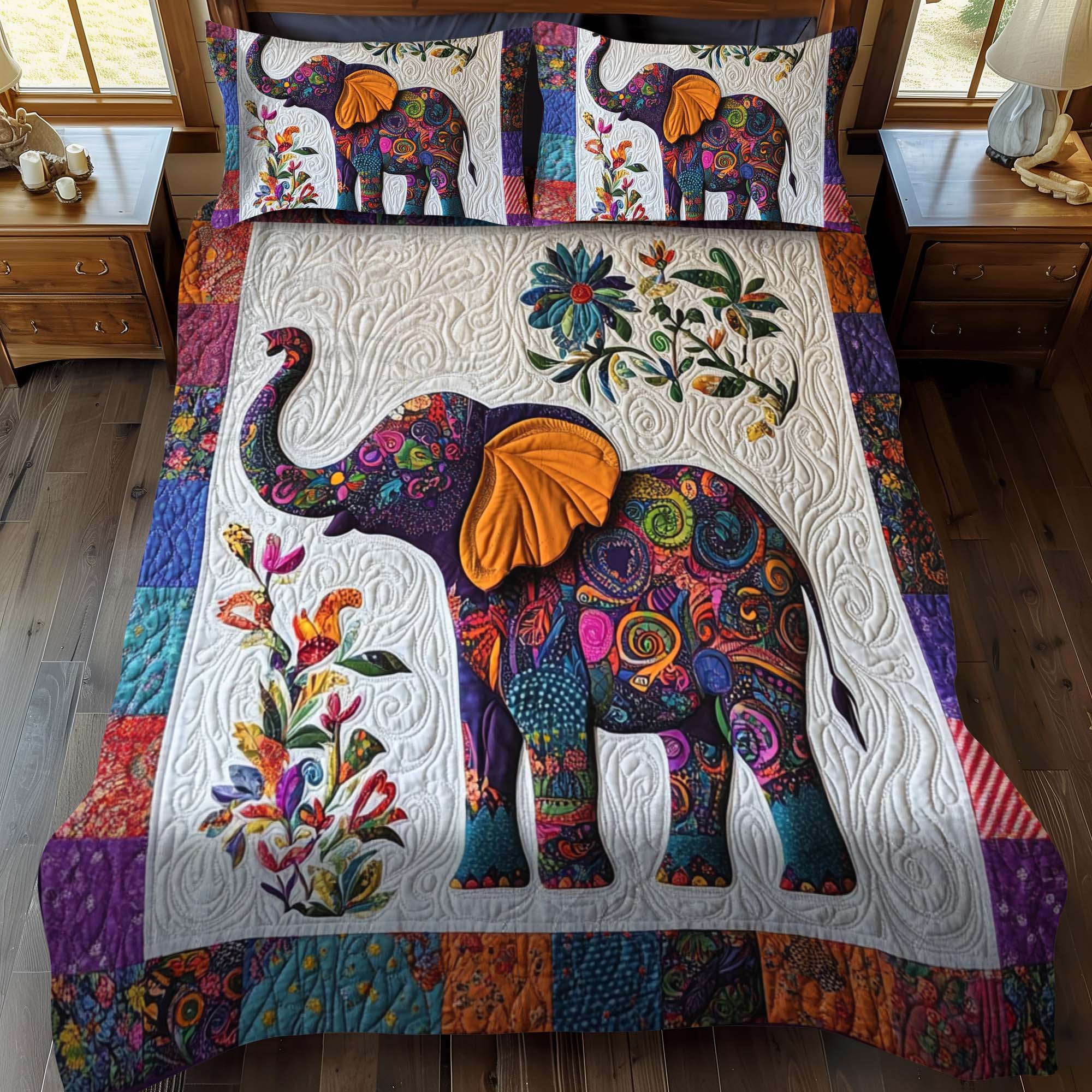 Set di Biancheria da Letto Trapuntata 3 Pezzi Elefante di Jubilee