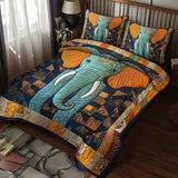 Set di Biancheria da Letto Trapuntata 3 Pezzi Delizia dell'Elefante del Patchwork