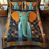 Set di Biancheria da Letto Trapuntata 3 Pezzi Delizia dell'Elefante del Patchwork