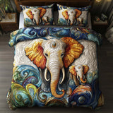Set di Biancheria da Letto Trapuntata 3 Pezzi Fascino Rustico dell'Elefante