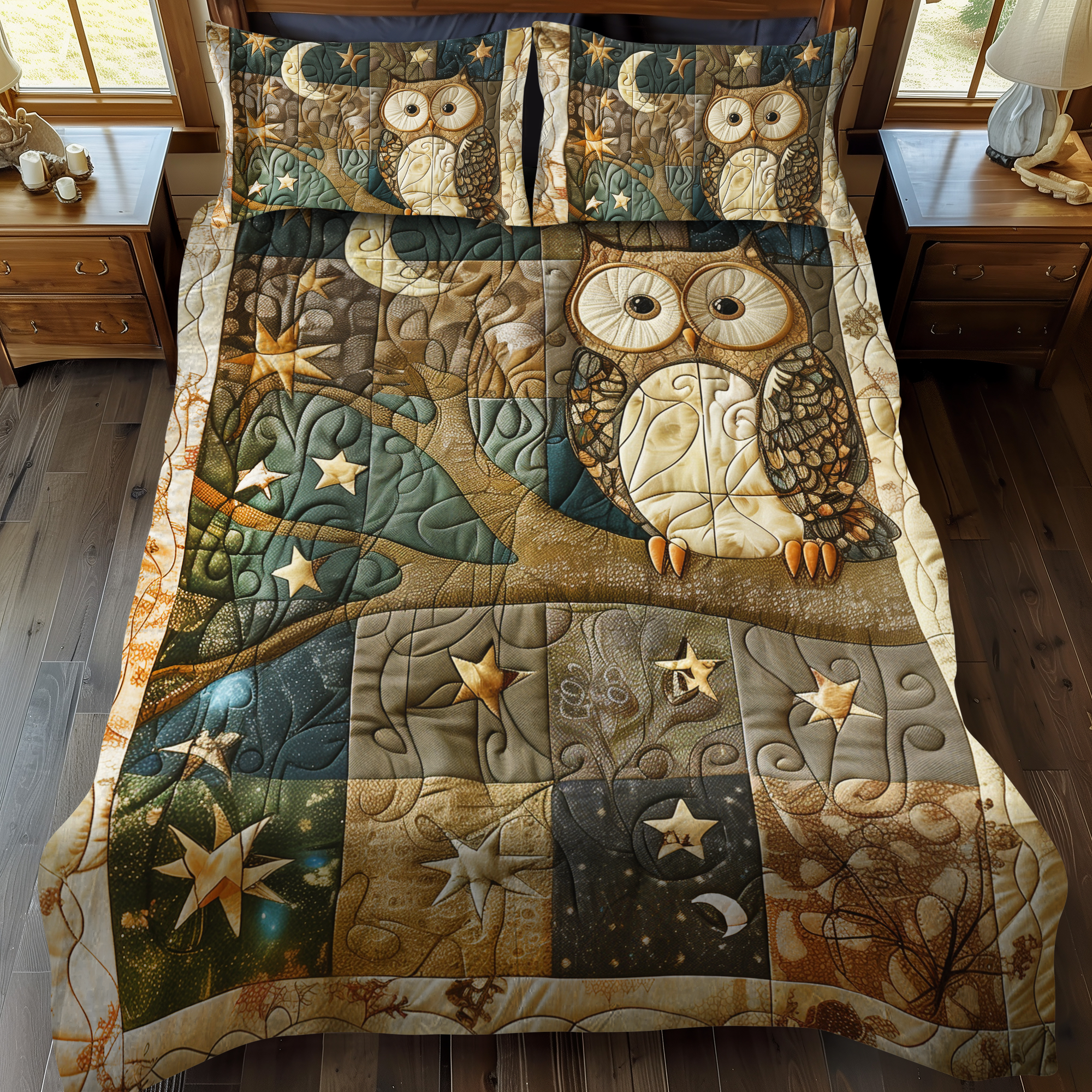 Set di Biancheria da Letto Trapuntata 3 Pezzi Gufo di Endearing