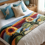 Distesa Infinita di Girasoli Runner da Letto Trapuntato