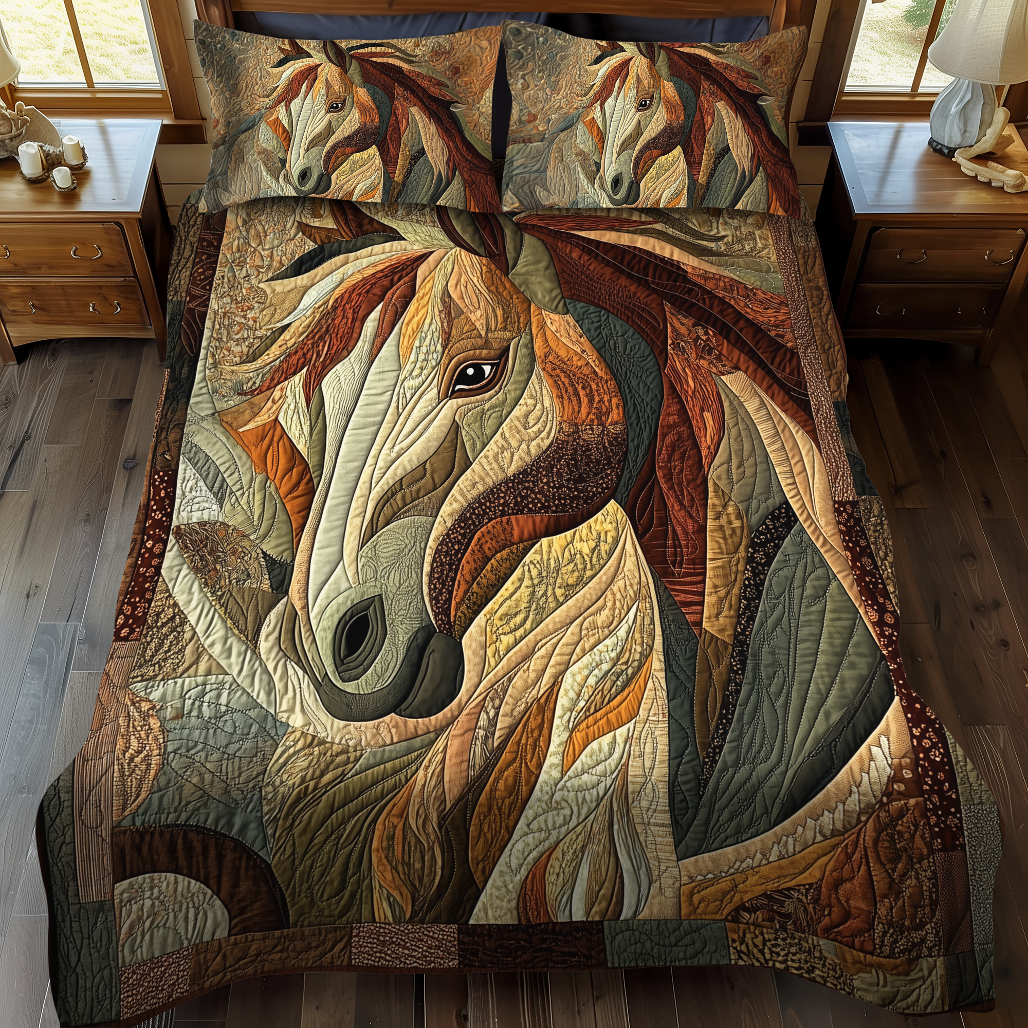 Set di Biancheria da Letto Trapuntata 3 Pezzi Eleganza di Equine