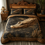 Set di Biancheria da Letto Trapuntata 3 Pezzi Caccia di Everglades dell'Alligatore