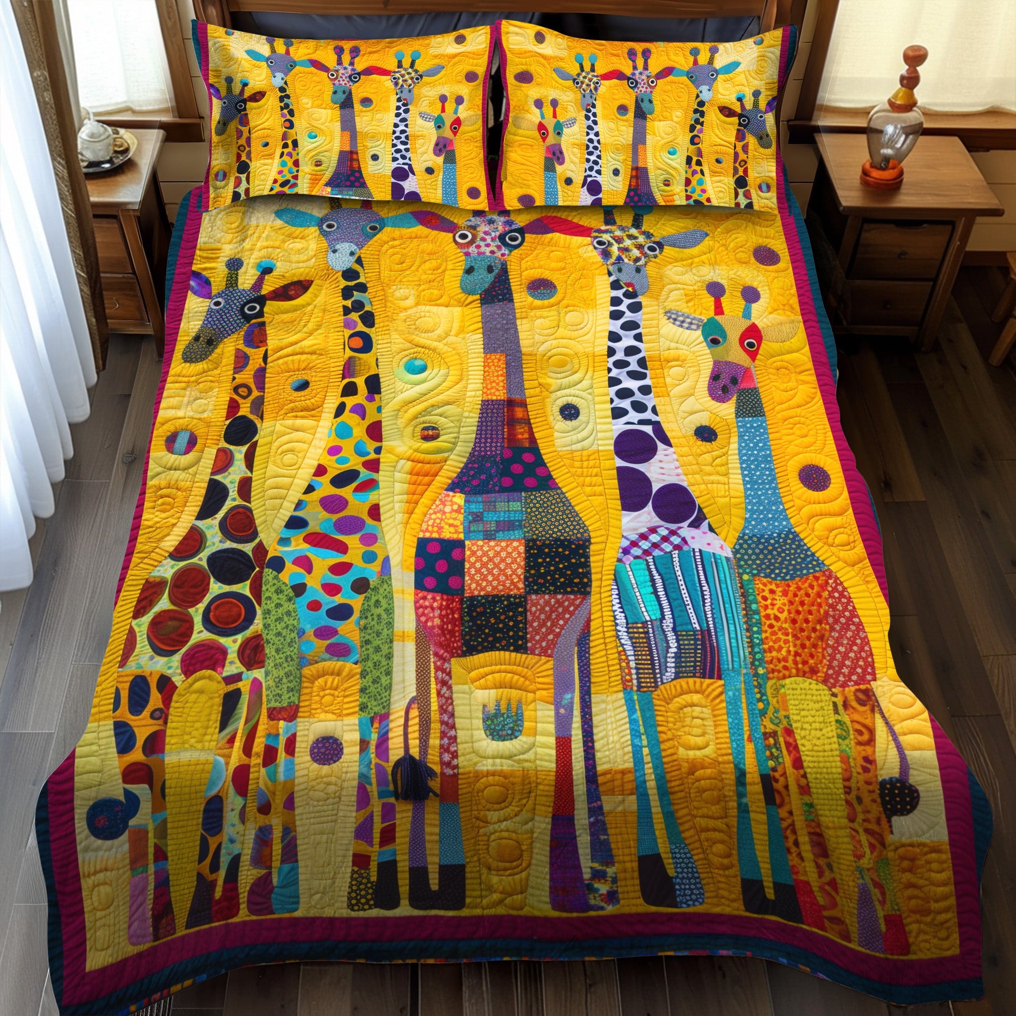 Set di Biancheria da Letto Trapuntata 3 Pezzi Giraffe di Fantastical