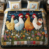 Set di Biancheria da Letto Trapuntata 3 Pezzi Fiori Freschi della Fattoria