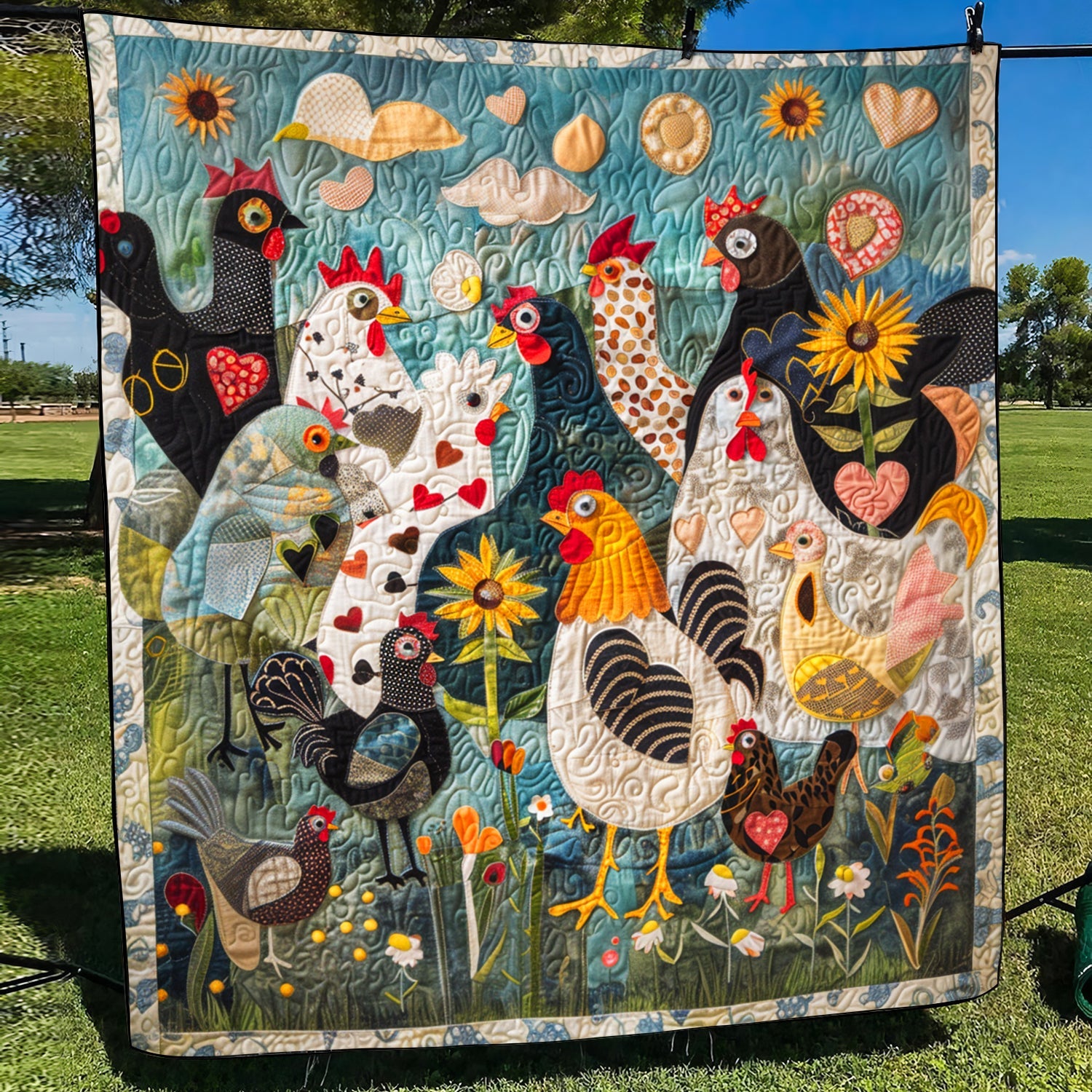 Giardino di Piume Quilt Artistico da Parete