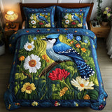 Set di Biancheria da Letto Trapuntata 3 Pezzi Giardino Piumato