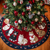 Fascino Felino di Noël Copri Base per Albero di Natale Trapuntato